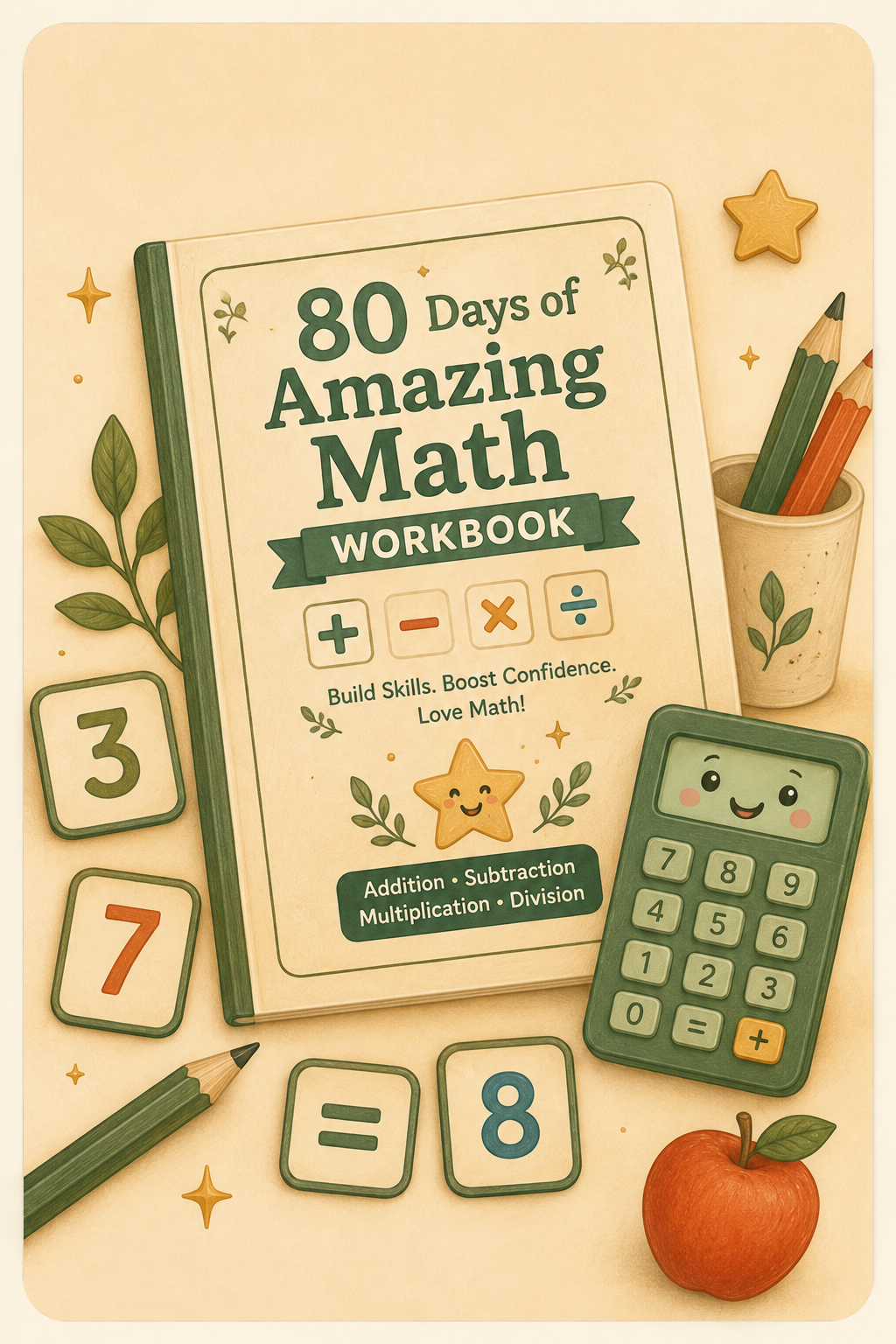 Cover of the 80 Days of Amazing Math Workbook