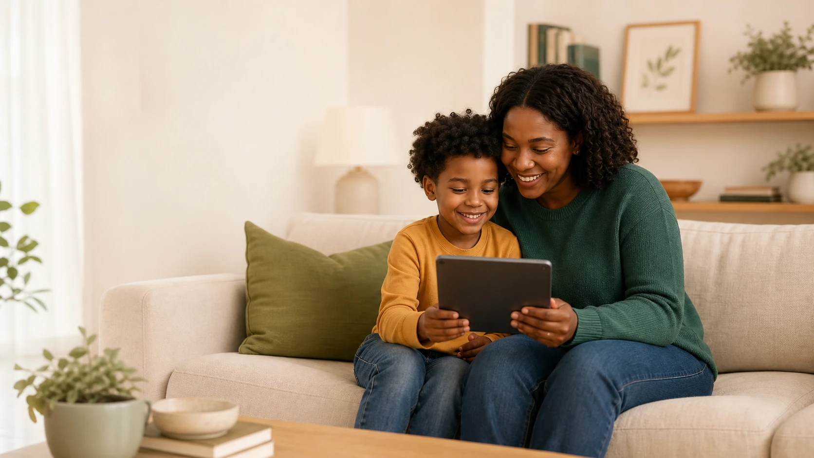 A parent encouraging a child during a learning activity